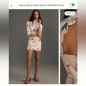 Maeve mock neck shift stretch mini dress from Anthropologie